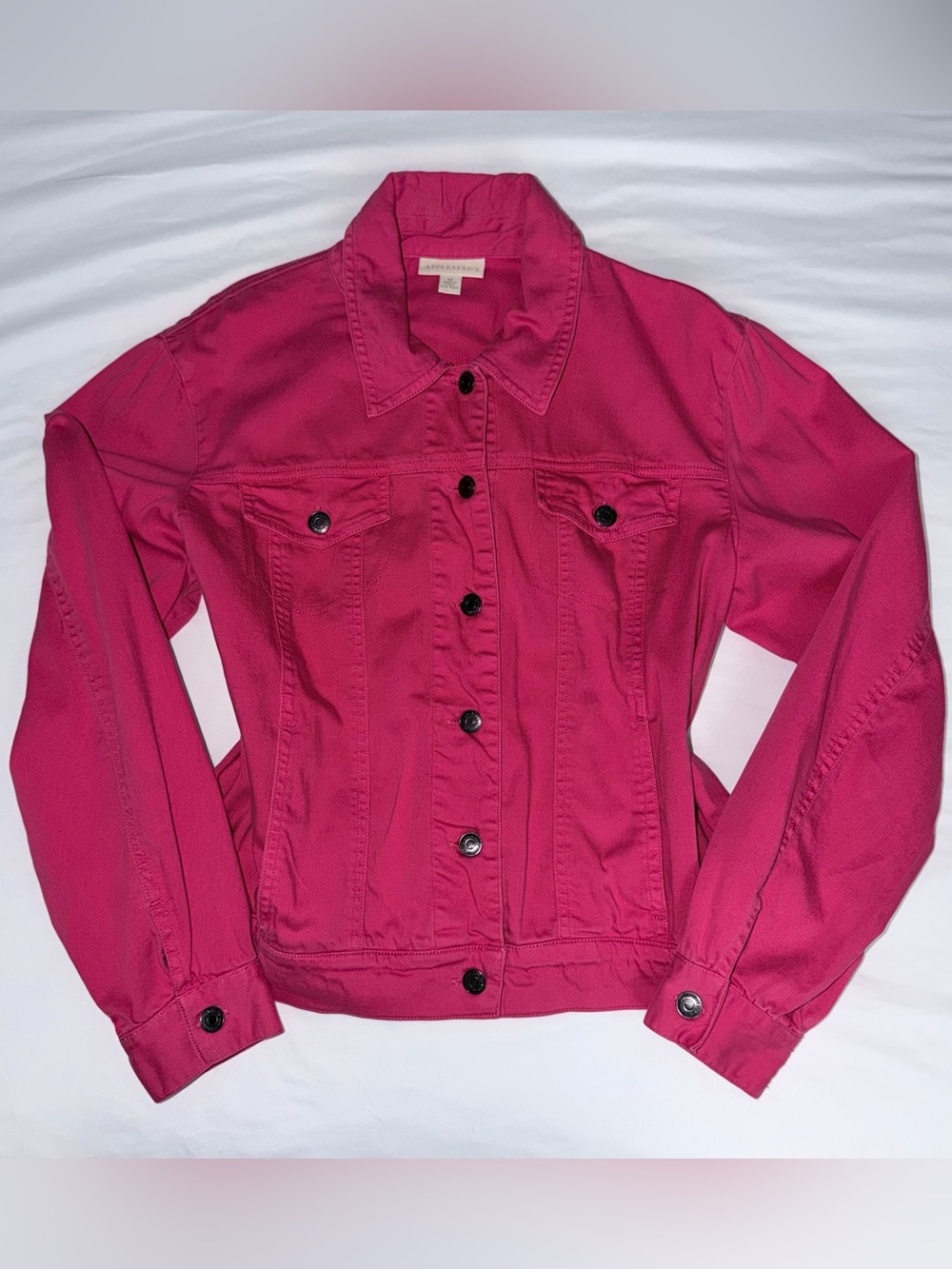 Appleseeds Vintage Style Magenta Pink Retro Y2K Design Size Medium Denim Jacket